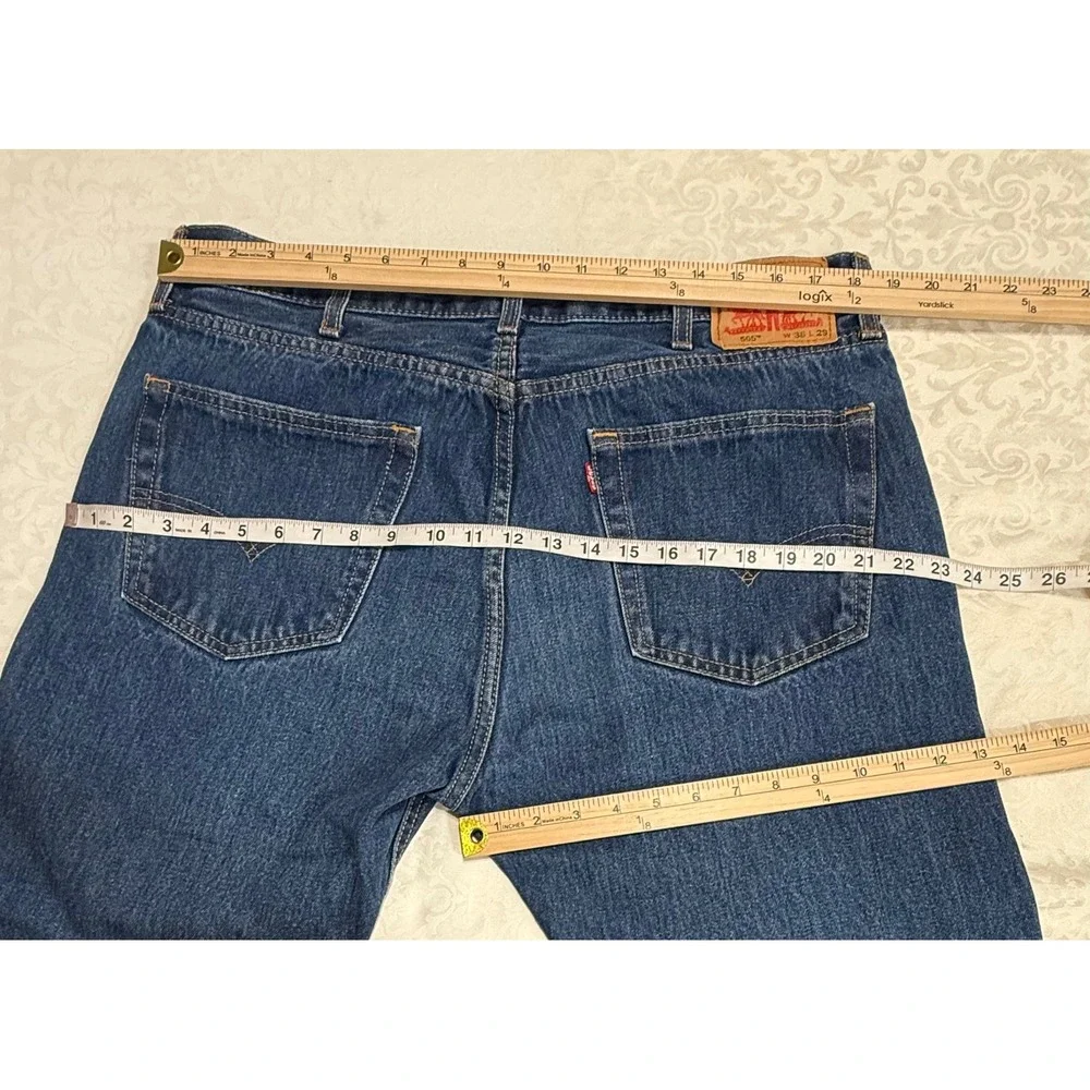 Levi's 505 Regular Fit Jeans Mens 34x29 Blue Straight Leg‎ Denim Pants Grunged